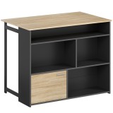 HOMCOM Masă de bar extensibilă cu blat rabatabil, masă &icirc;naltă pentru bucătărie, 1 dulap și 4 compartimente deschise, 116x79,6x90,5cm, negru | Aosom Ro