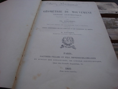 Arthur Schoenflies - La Geometrie du Mouvement - 1893 - in franceza foto