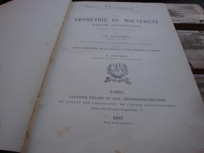 Arthur Schoenflies - La Geometrie du Mouvement - 1893 - in franceza
