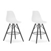 Set 2 Scaune Bar/Bucatarie Leobert Artool Lamal, PP+Lemn, Alb/Negru, 54x55x107.5 cm