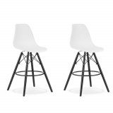 Set 2 scaune de bucatarie/bar, Artool, Lamal, PP, lemn, alb si negru, 54x55x107.5 cm