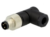 Conector M8 tată 3 PIN unghi 90&deg; pe cablu