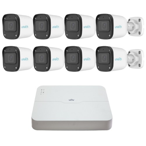 Sistem supraveghere IP Uniarch, 8 camere 2MP Full HD, Microfon, IR 30m, Pentru exterior, Vizualizare de pe mobil, NVR 8 canale SafetyGuard Surveillanc
