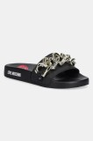 Love Moschino papuci femei, culoarea negru, JA28132G1MI16000
