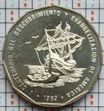 Republica Dominicana 1 Peso 1989 UNC - Sailship landing - km 74 - A027, America Centrala si de Sud
