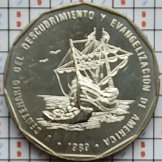 Republica Dominicana 1 Peso 1989 UNC - Sailship landing - km 74 - A027