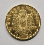 FRANTA 20 FRANCS 1868 , NAPOLEON al 3-lea . Metal aurit . CITITI DESCRIEREA ., Europa