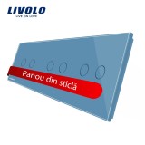 Cumpara ieftin Panou din sticla albastru pentru &icirc;ntrerupator touch Livolo, 6 pozitii