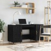 Birou vidaXL Stejar Negru 140x50x75 cm, Lemn compozit, 2 Rafturi, Design Industrial, Birou Calculator, Birou Gaming