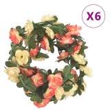 VidaXL Ghirlande flori de Crăciun, 6 buc., roze și șampanie 240 cm
