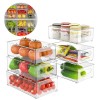 Set 6 Cutii de depozitare Koken, Organizare frigider, birou, bucatarie, transparente, 25,5x15x7,5 cm