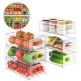Cumpara ieftin Set 6 Cutii de depozitare Koken, Organizare frigider, birou, bucatarie, transparente, 25,5x15x7,5 cm