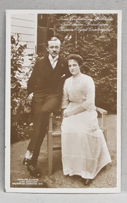 DUCELE SUCCESOR MECHTILDIS CU MIREASA SA PRINTESA OLGERD CZARTORYSKI , CARTE POSTALA ILUSTRATA , MONOCROMA, NECIRCULATA , PERIOADA PRIMULUI RAZBOI MO foto