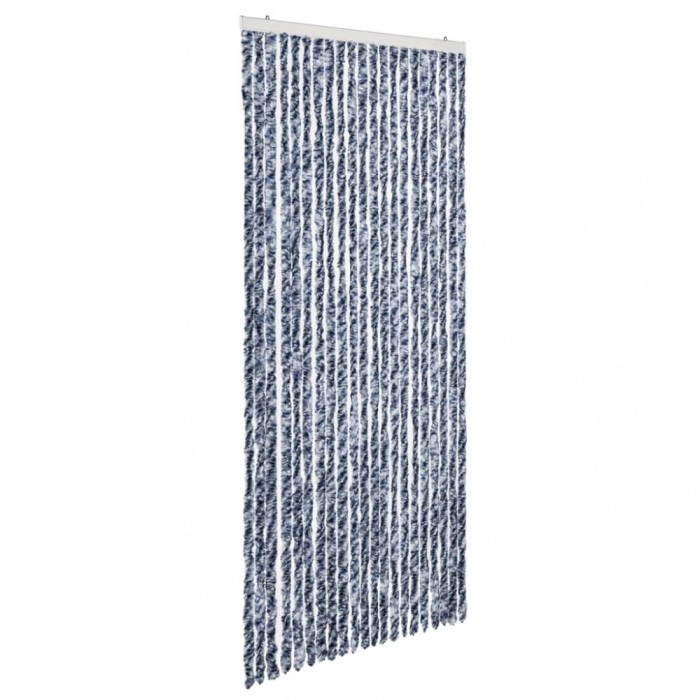 Perdea pentru insecte, albastru si alb, 90 x 200 cm, chenille
