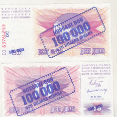 bnk bn Bosnia 100000 dinari 10-XI-1993 unc