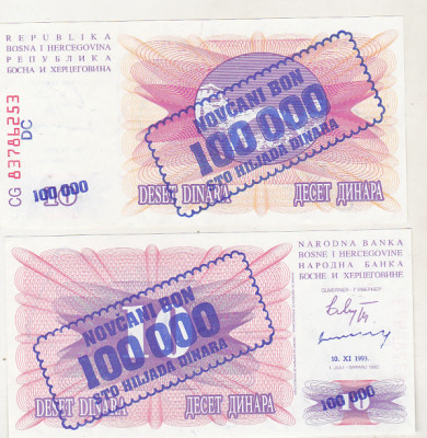 bnk bn Bosnia 100000 dinari 10-XI-1993 unc foto