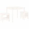 Set bistro de gradina, 3 piese, alb, lemn masiv de pin