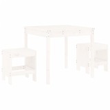 Set bistro de gradina, 3 piese, alb, lemn masiv de pin