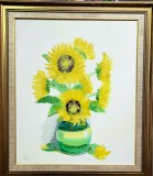 Pictura N.Blei - Floarea Soarelui, 65x55cm/80x70cm, cu/fara rama, ART, Pictor Roman