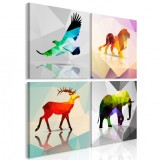 Cumpara ieftin Tablou - Colourful Animals (4 Parts) 90x90 cm
