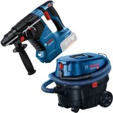 Bosch GBH 18V-24 C + GAS 12-25 PL - Rotopercutor SDS-Plus 2.4 J + Aspirator umed-uscat 1250 W 200 mbar 25 l priza scule electrice