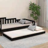 Cadru de pat, negru, 75x190 cm, lemn masiv de pin, vidaXL