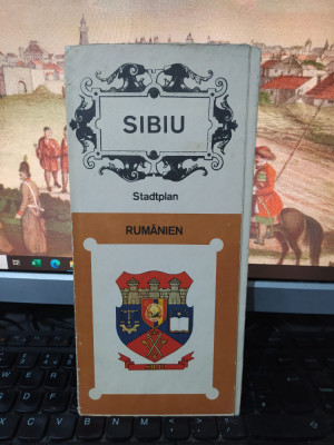 Sibiu, Stadtplan, Rumanien, hartă și text &amp;icirc;n germană, Publiturism 1974, 109 foto