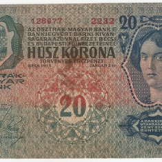 AUSTRIA UNGARIA 20 COROANE KRONEN 1913 STAMPILA REGIONALA F