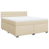 Cumpara ieftin Pat continental cu saltea, crem, 180x200 cm, textil