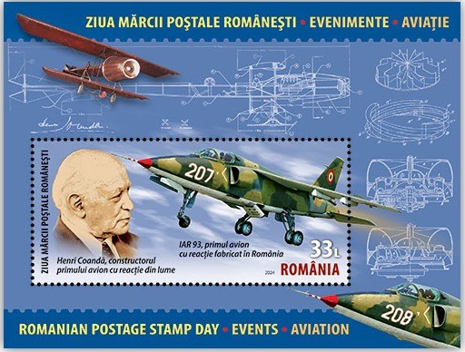 ROMANIA 2024 ZIUA MARCII POSTALE ROMANESTI -AVIATIE Colita dantelata LP.2475a