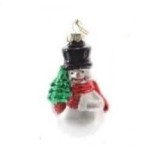 Cumpara ieftin Decoratiune pentru brad - Figure Glass - Snowman With Tree - Om De Zapada Cu Bradut | Kaemingk