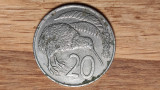 Noua Zeelanda - moneda de colectie - 20 cents 1967 - pasarea Kiwi , frumoasa !