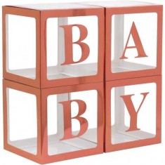 Set 4 cuburi/cutii rose gold BABY 30 cm foto