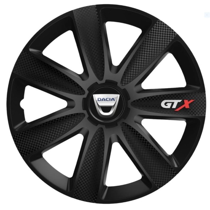 Set 4 Capace Roti GTX Negru Carbon R17, Compatibil Cu Dacia