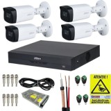 Kit supraveghere Dahua 4 Camere 2MP IR 40m Lentila 2.8mm IP67, DVR 4 Canale 5MP, Accesorii montaj + Autocolant Rovision SafetyGuard Surveillance