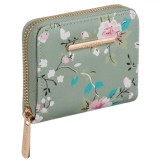 Portofel Femei Exclusivo, Imprimeu Floral, Verde Menta, 11x9x3cm, Oem