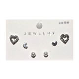 Set 3 perechi cercei inimioare cu pin argint