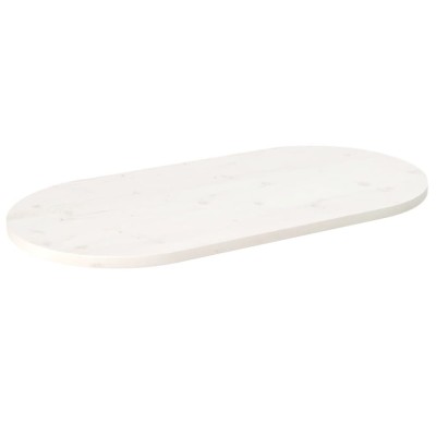 vidaXL Blat de masă, alb, 90x45x2,5 cm, lemn masiv de pin, oval foto