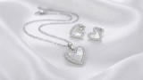 Cumpara ieftin Set Bijuterii din Argint 925 Rodiat cu Sidef E i Zirconiu , Colier Inima 40+5cm E i Cercei,