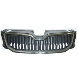 Grila radiator, masca fata Skoda Octavia (5e), 01.2013-05.2017, parte montare centrala, complet, crom/negru, cu ornament cromat, 69C105-3, Aftermarke, Rapid