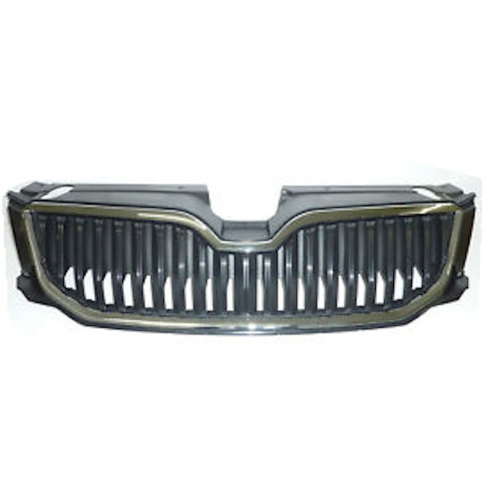 Grila radiator, masca fata Skoda Octavia (5e), 01.2013-05.2017, parte montare centrala, complet, crom/negru, cu ornament cromat, 69C105-3, Aftermarke