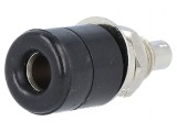 Conector banană 4mm soclu 20A nichelat negru &Oslash;7,5mm