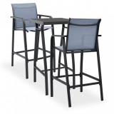 Set mobilier de bar pentru gradina, 3 piese, negru si gri GartenMobel Dekor, vidaXL