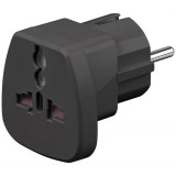 Adaptor priza universal world to EU, curent maxim 16A, negru, Goobay