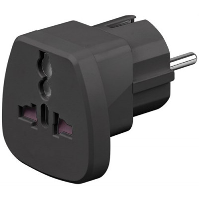 Adaptor priza universal world to EU, curent maxim 16A, negru foto