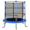 Trambulina copii vidaXL, 140x160cm, albastra, cu plasa de siguranta, rotunda, interior/exterior