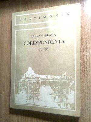 Lucian Blaga - Corespondenta (A-F), (Edit. Dacia, 1989) - autograf Mircea Cenusa foto