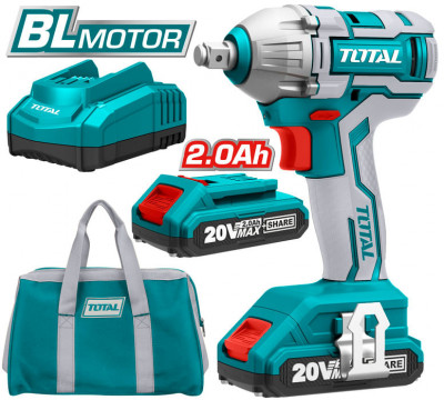 TOTAL - MASINA DE INSURUBAT CU IMPACT CU ACUMULATOR 20V-2.0AH LI-ION (2 ACUMULATORI) - 1/2&amp;quot; PowerTool TopQuality foto