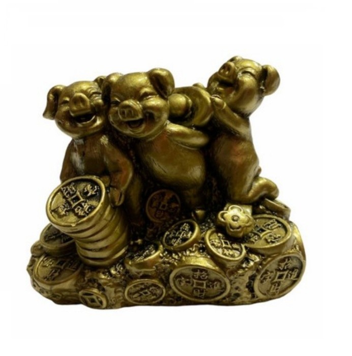 3 porci pe monede din rasina 7 cm, Model FS 85