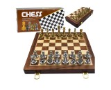 Joc de sah pliabil cu piese metalice, 29,5 x 29,5 x 3 cm, Lean 31099
